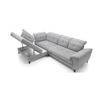 Canapé d'angle Gris 5 places angle gauche couchage 128x225cm INFERNO 