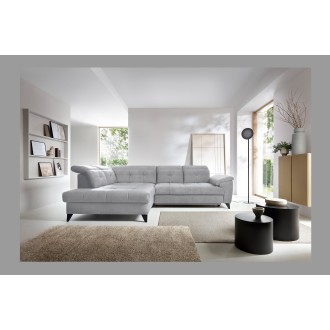 Canapé d'angle Gris 5 places angle gauche couchage 128x225cm INFERNO 