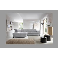 Canapé d'angle Gris 5 places angle gauche couchage 128x225cm INFERNO 