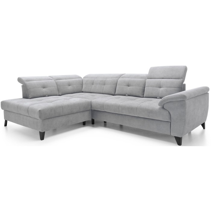 Canapé d'angle Gris 5 places angle gauche couchage 128x225cm INFERNO 