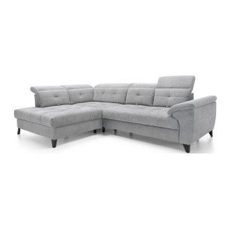 Canapé d'angle Gris 5 places angle gauche couchage 128x225cm INFERNO 