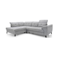 Canapé d'angle Gris 5 places angle gauche couchage 128x225cm INFERNO 