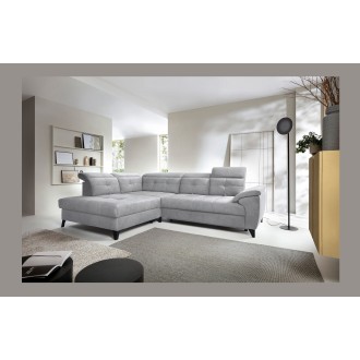 Canapé d'angle Gris 5 places angle gauche couchage 128x225cm INFERNO 