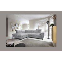 Canapé d'angle Gris 5 places angle gauche couchage 128x225cm INFERNO 