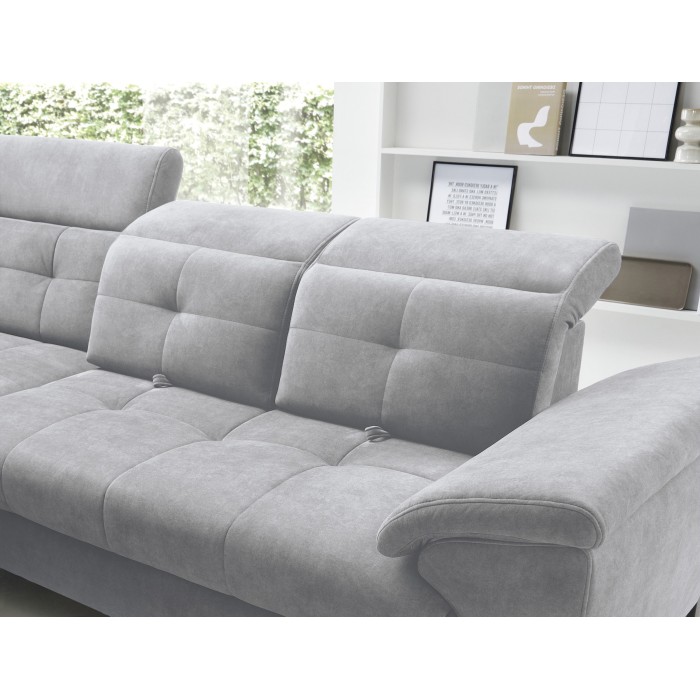 Canapé d'angle Gris 5 places angle gauche couchage 128x225cm INFERNO 