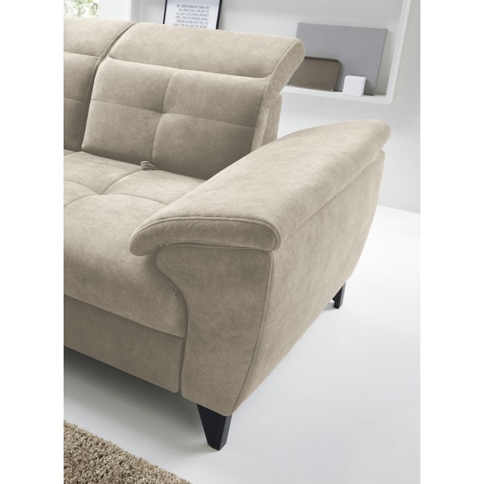 Canapé d'angle Beige 5 places angle gauche coffre intégré INFERNO 