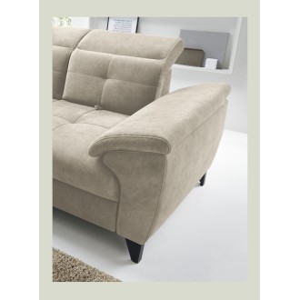 Canapé d'angle Beige 5 places angle gauche coffre intégré INFERNO 
