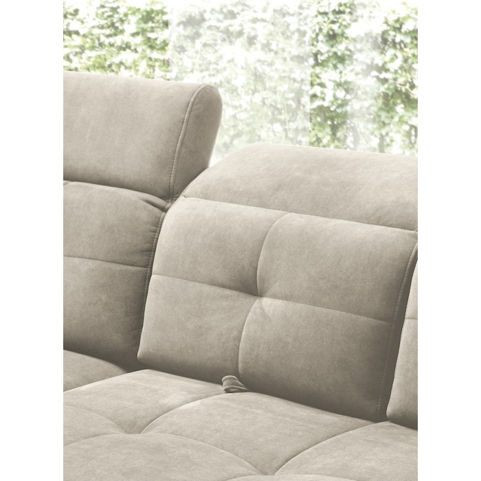 Canapé d'angle Beige 5 places angle gauche coffre intégré INFERNO 