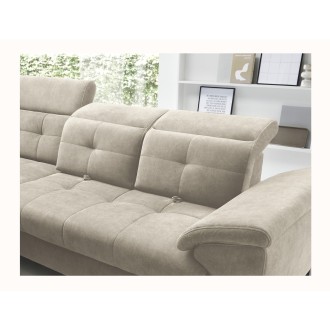 Canapé d'angle Beige 5 places angle gauche coffre intégré INFERNO 