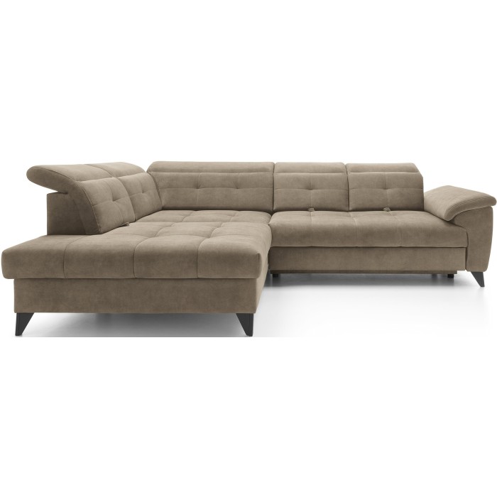 Canapé d'angle Beige 5 places angle gauche mousse HR INFERNO 