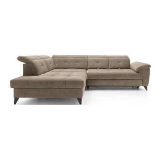 Canapé d'angle Beige 5 places angle gauche mousse HR INFERNO 