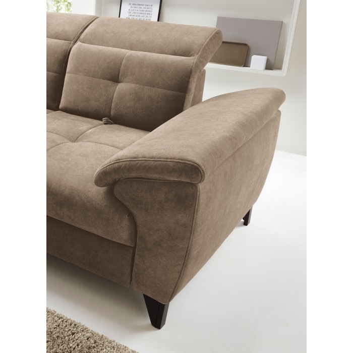 Canapé d'angle Beige 5 places angle gauche mousse HR INFERNO 