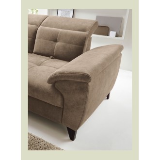 Canapé d'angle Beige 5 places angle gauche mousse HR INFERNO 