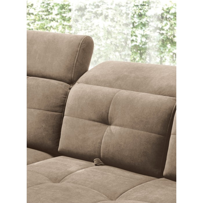 Canapé d'angle Beige 5 places angle gauche mousse HR INFERNO 