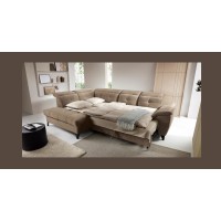 Canapé d'angle Beige 5 places angle gauche mousse HR INFERNO 