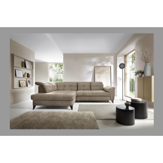 Canapé d'angle Beige 5 places angle gauche mousse HR INFERNO 