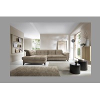 Canapé d'angle Beige 5 places angle gauche mousse HR INFERNO 