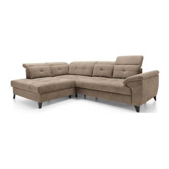 Canapé d'angle Beige 5 places angle gauche mousse HR INFERNO 