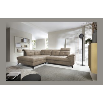 Canapé d'angle Beige 5 places angle gauche mousse HR INFERNO 