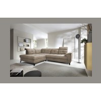 Canapé d'angle Beige 5 places angle gauche mousse HR INFERNO 