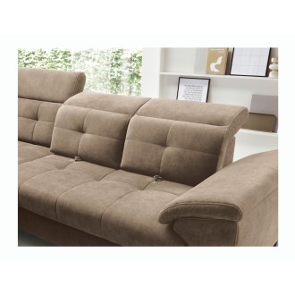 Canapé d'angle Beige 5 places angle gauche mousse HR INFERNO 