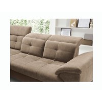 Canapé d'angle Beige 5 places angle gauche mousse HR INFERNO 