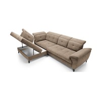 Canapé d'angle Beige 5 places angle gauche mousse HR INFERNO 