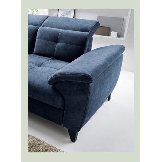 Canapé d'angle Bleu 5 places angle gauche méridienne 210cm INFERNO 