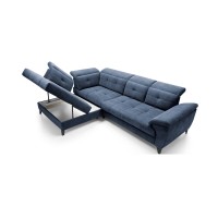 Canapé d'angle Bleu 5 places angle gauche méridienne 210cm INFERNO 