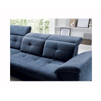 Canapé d'angle Bleu 5 places angle gauche méridienne 210cm INFERNO 