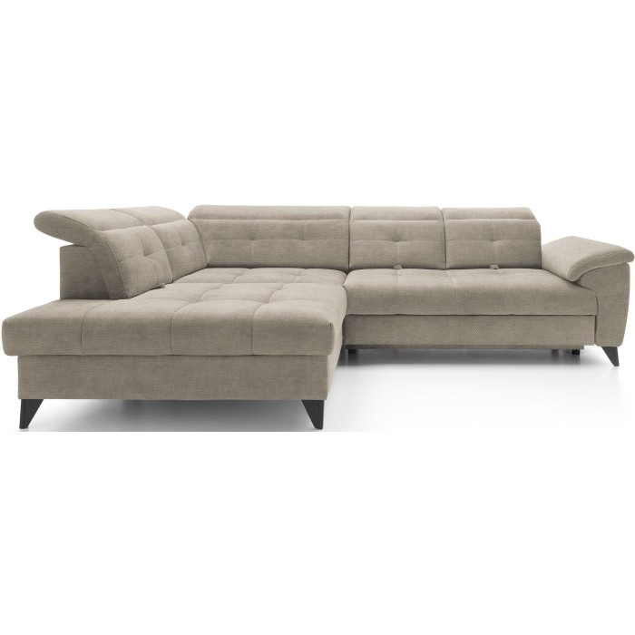Canapé d'angle Beige 5 places angle gauche ressorts ondulés INFERNO 