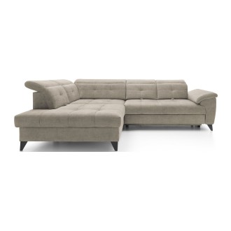 Canapé d'angle Beige 5 places angle gauche ressorts ondulés INFERNO 