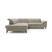 Canapé d'angle Beige 5 places angle gauche ressorts ondulés INFERNO 