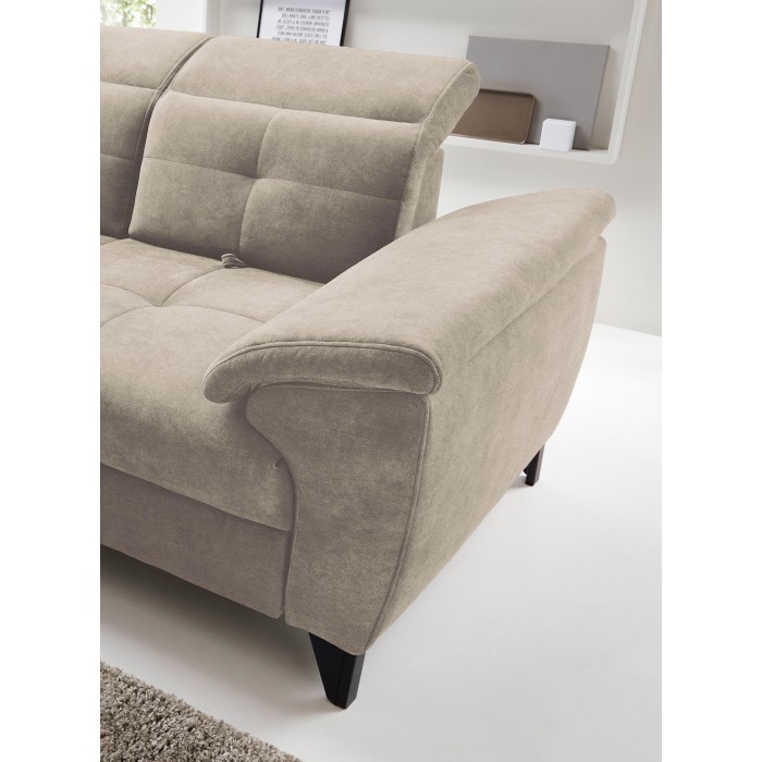 Canapé d'angle Beige 5 places angle gauche ressorts ondulés INFERNO 