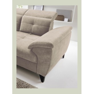 Canapé d'angle Beige 5 places angle gauche ressorts ondulés INFERNO 
