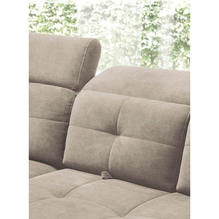 Canapé d'angle Beige 5 places angle gauche ressorts ondulés INFERNO 
