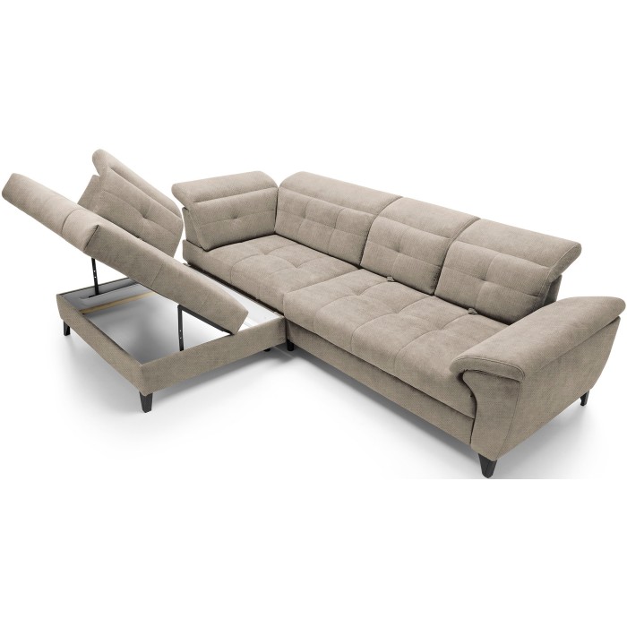 Canapé d'angle Beige 5 places angle gauche ressorts ondulés INFERNO 