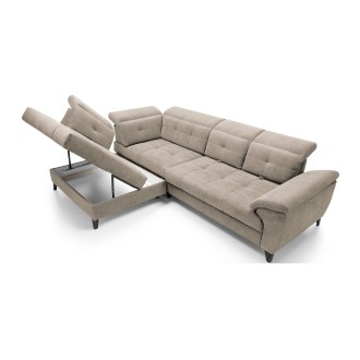 Canapé d'angle Beige 5 places angle gauche ressorts ondulés INFERNO 