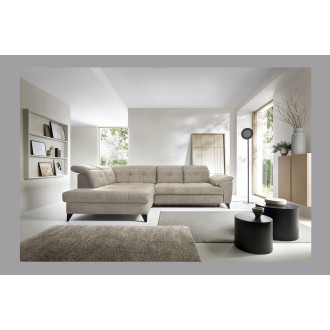 Canapé d'angle Beige 5 places angle gauche ressorts ondulés INFERNO 