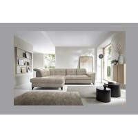 Canapé d'angle Beige 5 places angle gauche ressorts ondulés INFERNO 