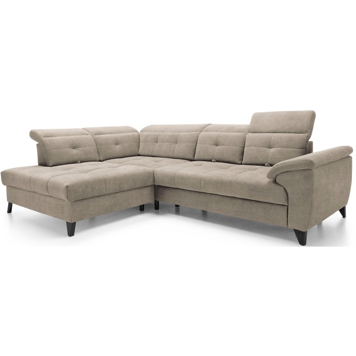 Canapé d'angle Beige 5 places angle gauche ressorts ondulés INFERNO 