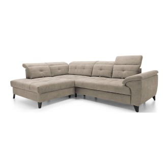 Canapé d'angle Beige 5 places angle gauche ressorts ondulés INFERNO 