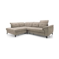 Canapé d'angle Beige 5 places angle gauche ressorts ondulés INFERNO 