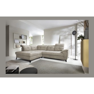Canapé d'angle Beige 5 places angle gauche ressorts ondulés INFERNO 
