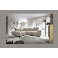 Canapé d'angle Beige 5 places angle gauche ressorts ondulés INFERNO 