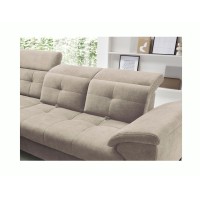 Canapé d'angle Beige 5 places angle gauche ressorts ondulés INFERNO 