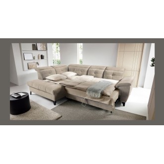 Canapé d'angle Beige 5 places angle gauche ressorts ondulés INFERNO 