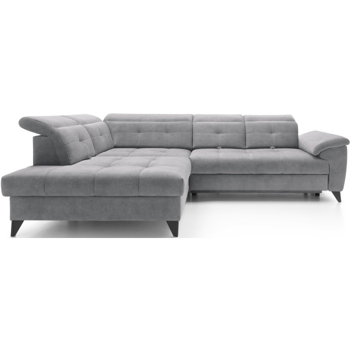 Canapé d'angle Gris 5 places angle gauche assise haute 48cm INFERNO 