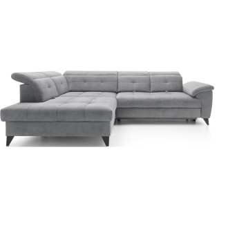 Canapé d'angle Gris 5 places angle gauche assise haute 48cm INFERNO 