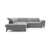 Canapé d'angle Gris 5 places angle gauche assise haute 48cm INFERNO 